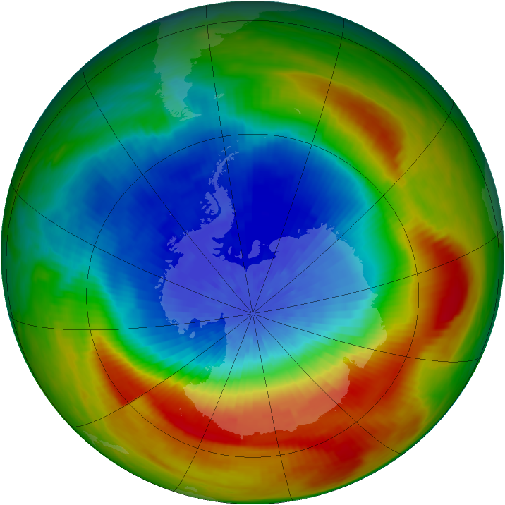 Antarctic ozone map for 27 September 1988
